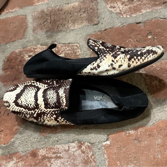 Yosi Samra Calf Loafers Size 8 Brown Black Cream Foldable Fla - Picture 7 of 16